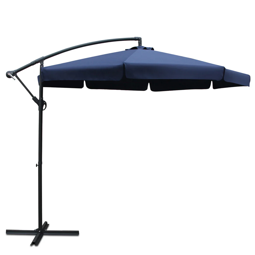 Instahut 3m Outdoor Umbrella Cantilever Garden Beach Patio Navy - Nurns