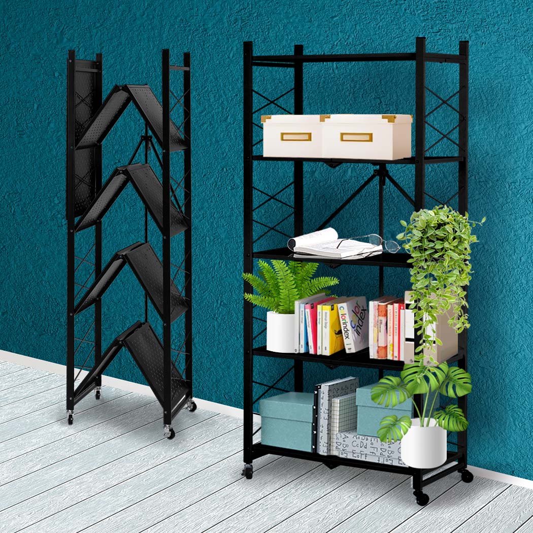 Levede Foldable Storage Shelf Display Black 5 Tiers - Nurns