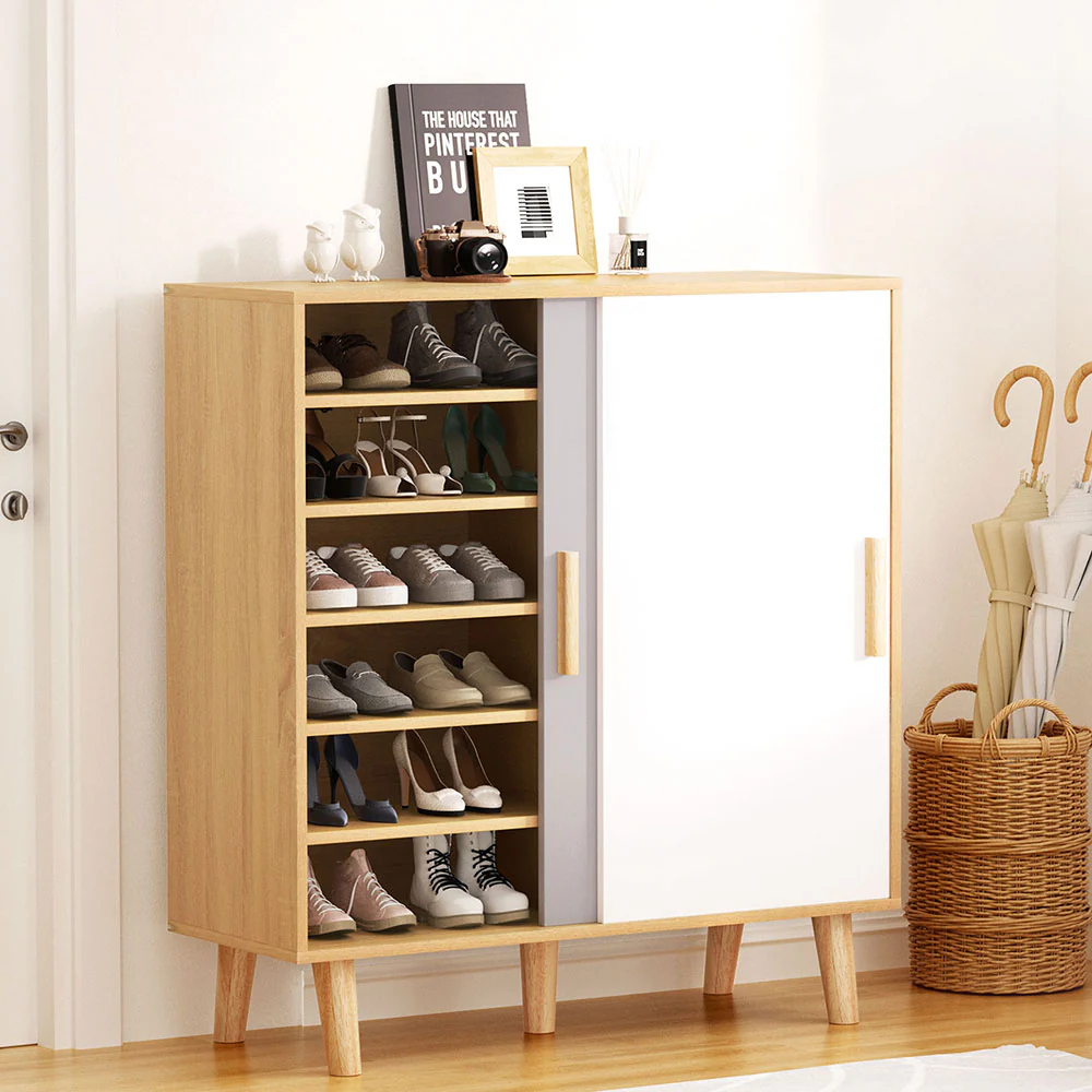 Artiss Shoe Cabinet 30 Pairs Sliding Doors - Nurns
