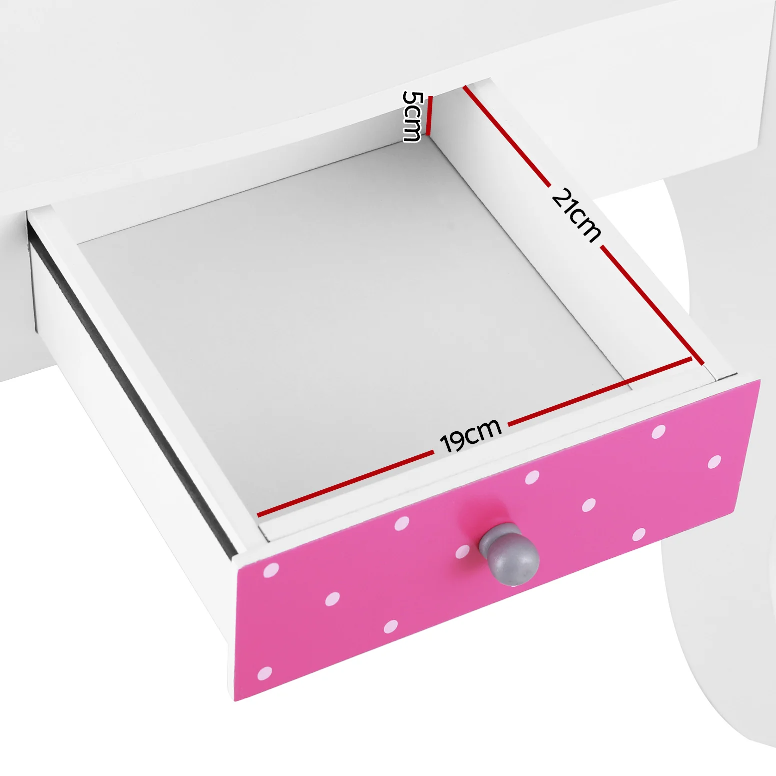 Kids Dressing Table Vanity Makeup Chair Set Wooden 3 Mirror Drawer - Pink - Nurns