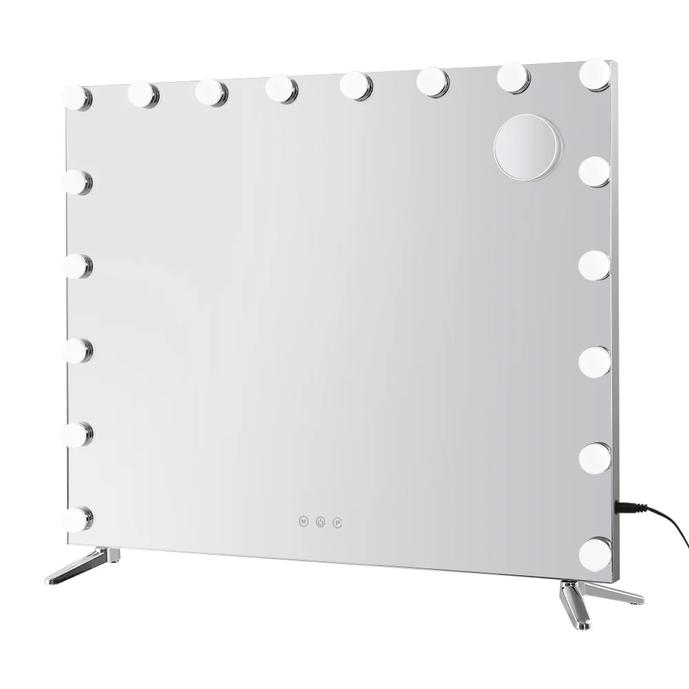 80x65cm Makeup Mirror Hollywood Vanity with LED - Light Silver - Nurns