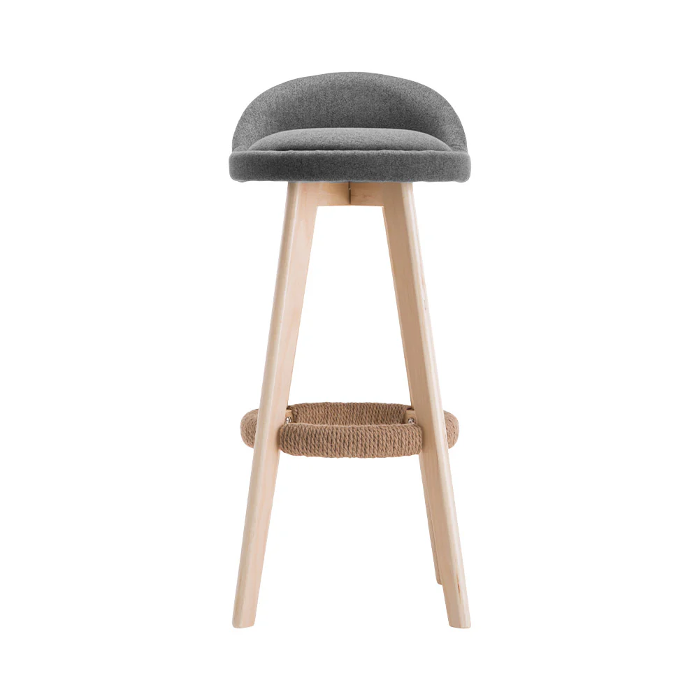 Set of 2 Bern Fabric Backrest Bar Stools - Grey - Nurns