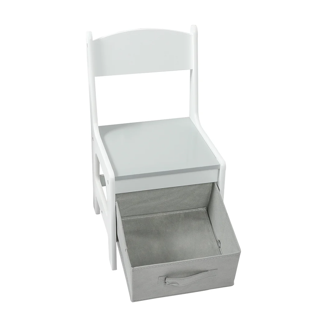 Poppy 3-Piece Kids Table & Chairs Set - White & Grey - Nurns