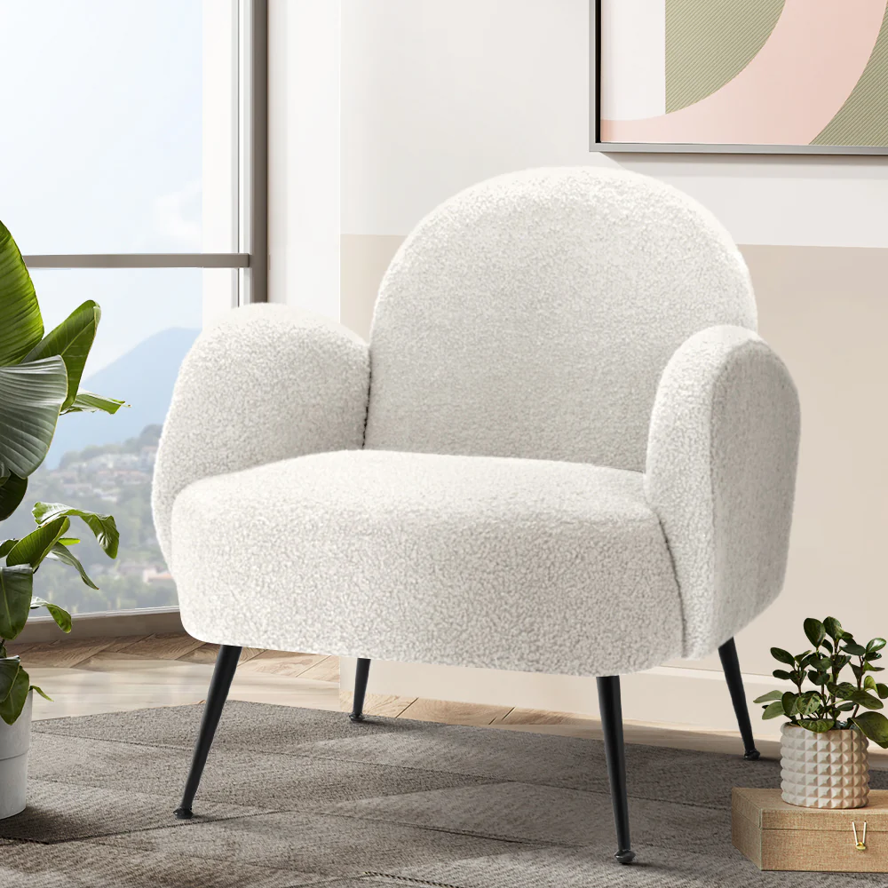 Mariana Bouclé Armchair - White - Nurns