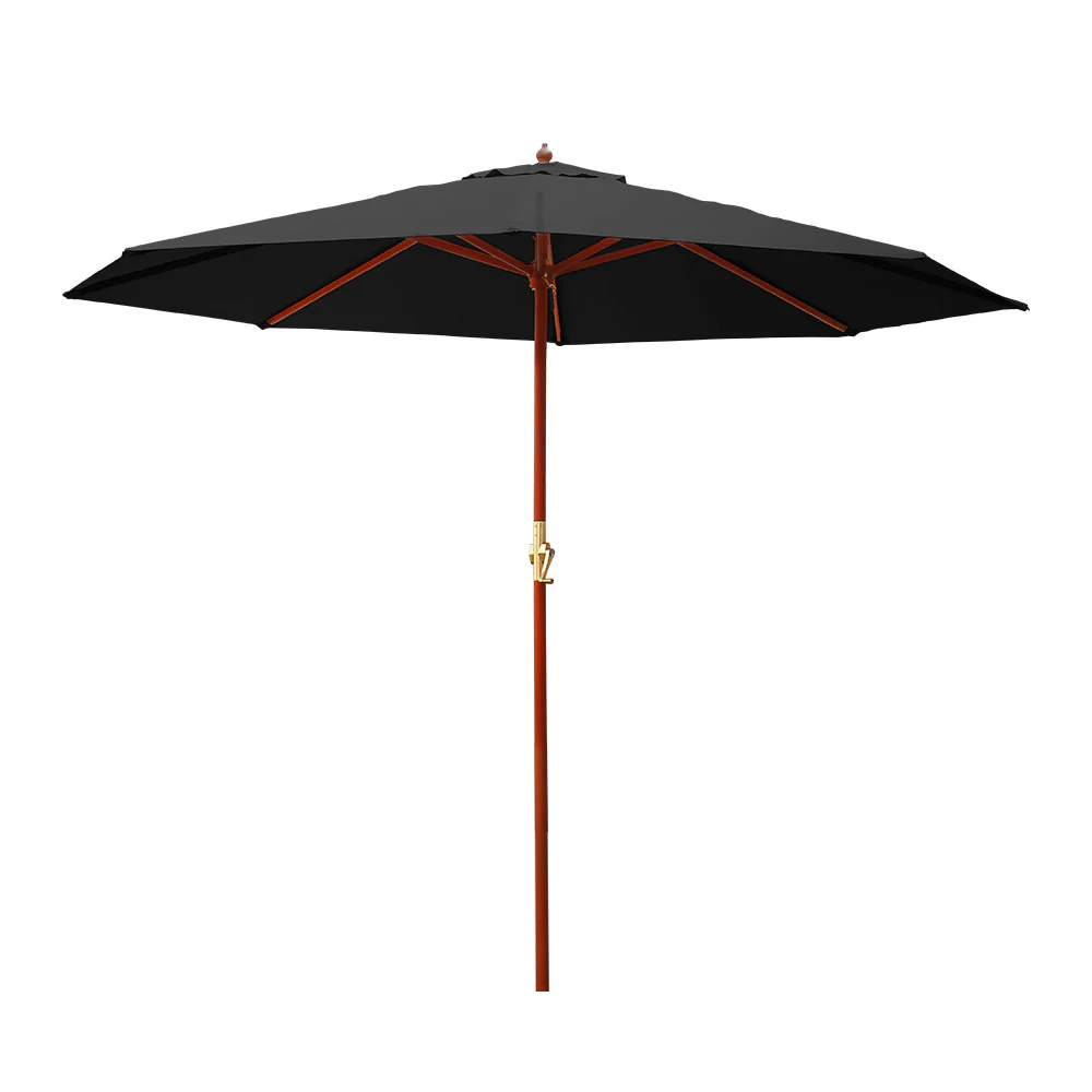 Instahut 3m Outdoor Umbrella Pole Umbrellas Beach Garden Sun Stand Patio Black - Nurns