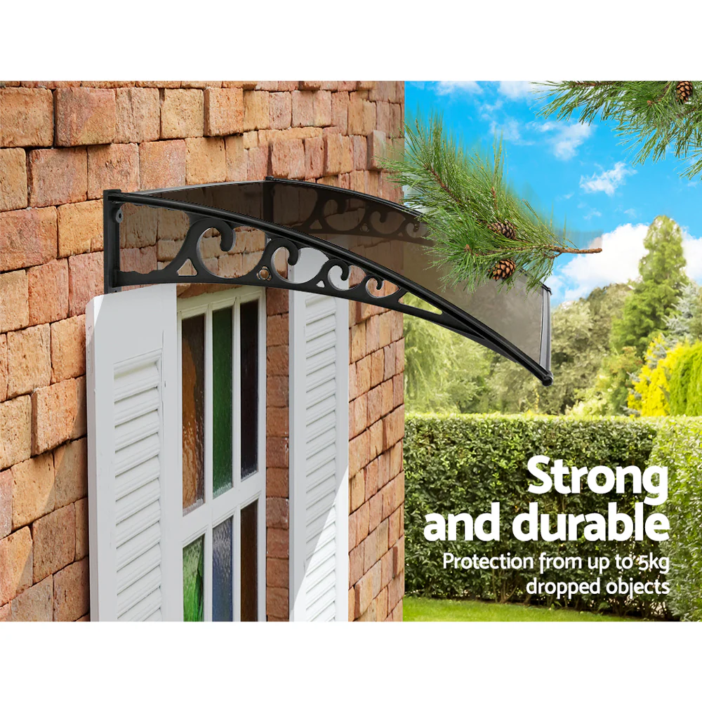 Instahut Window Door Awning 1mx4m Brown - Nurns