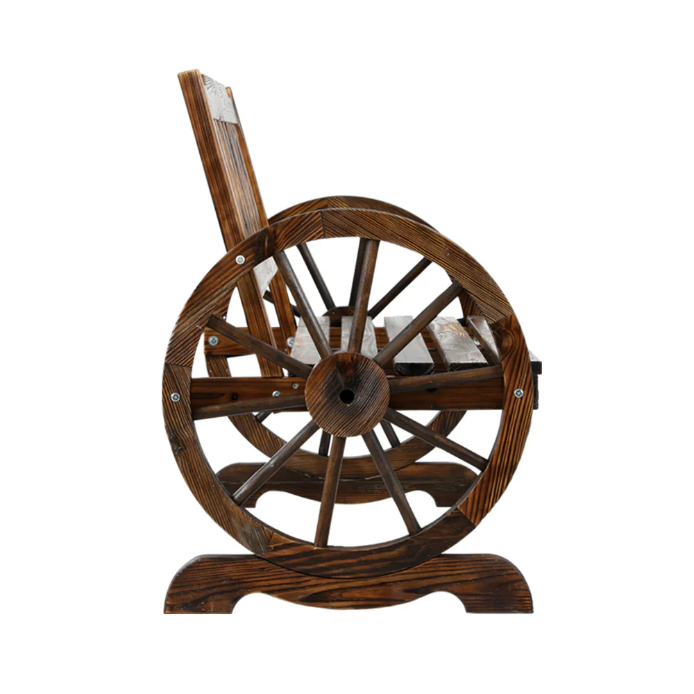 Celestia Wooden Wagon Wheel Chair - Brown - Nurns