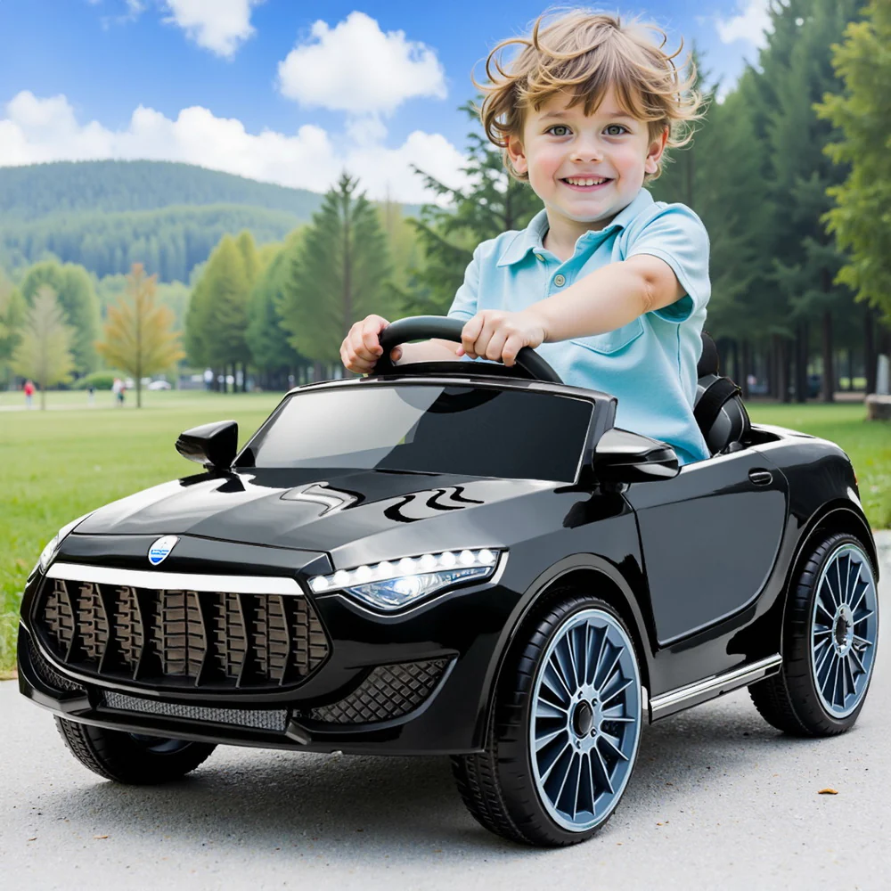 Kids Electric Ride On Car Toys Cars Horn Music Remote Control 12V - Black - Nurns