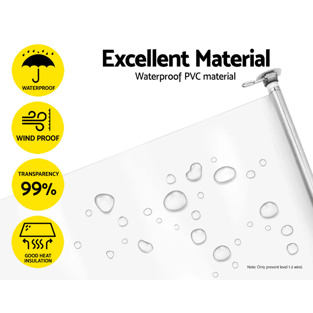 Instahut Outdoor Blinds Transparent Roll Down Awning Window Shade 1.2x2.4M - Nurns