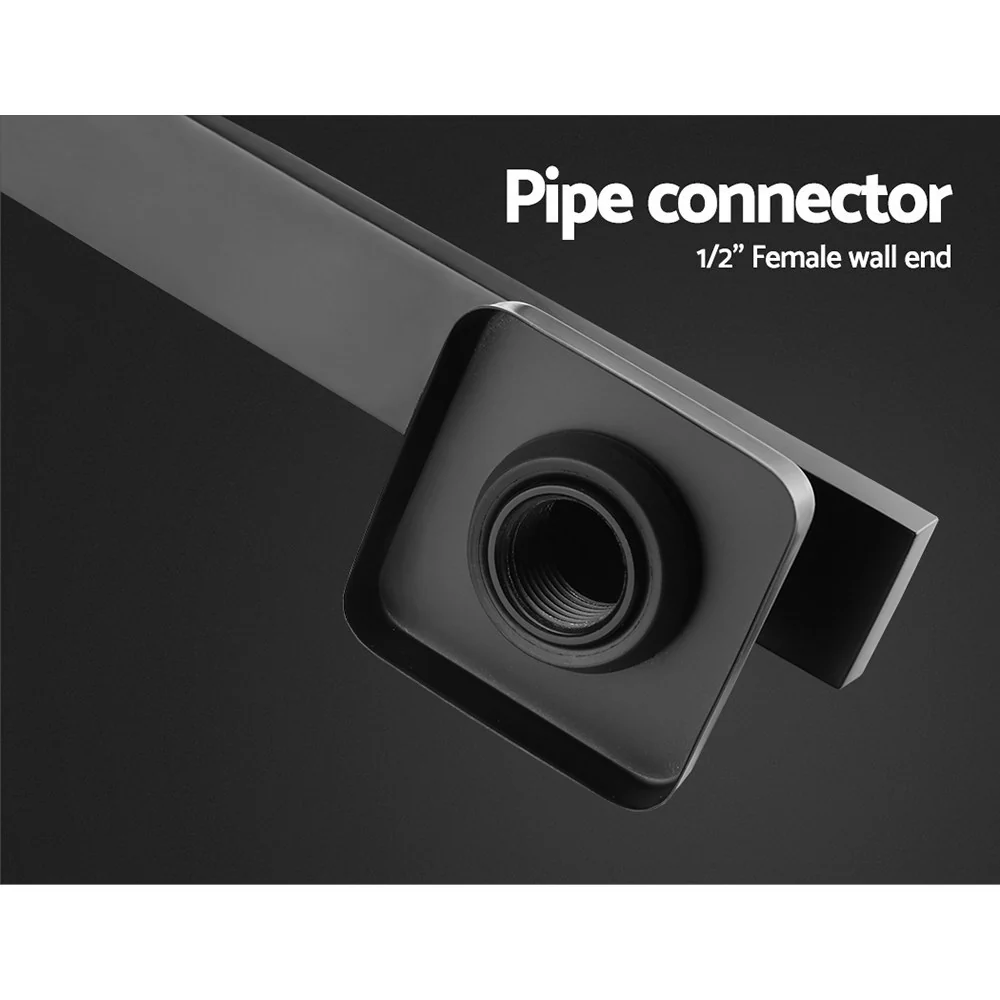 8'' Rain Shower Head Wall Arm Square High Pressure Black - Nurns