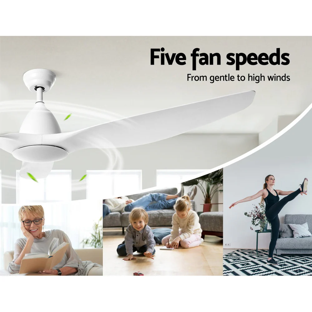 64'' DC Motor Ceiling Fan With Light LED Remote Control Fans 3 Blades - Nurns
