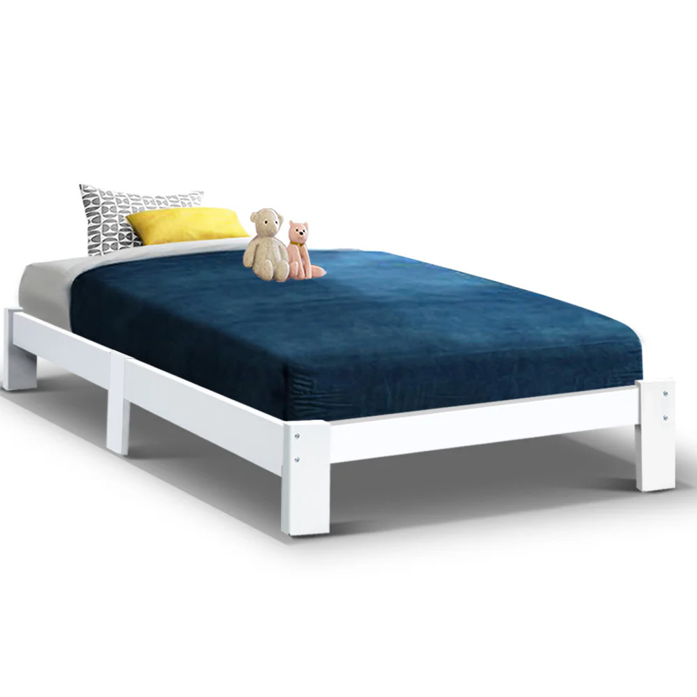 Haven Bed Frame Wooden Timber Platform - White King Single - Nurns
