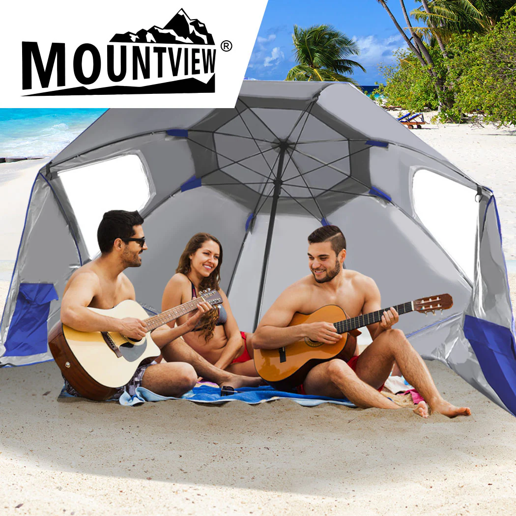 Mountview Beach Umbrella Outdoor Umbrellas Blue 2.13M - Nurns