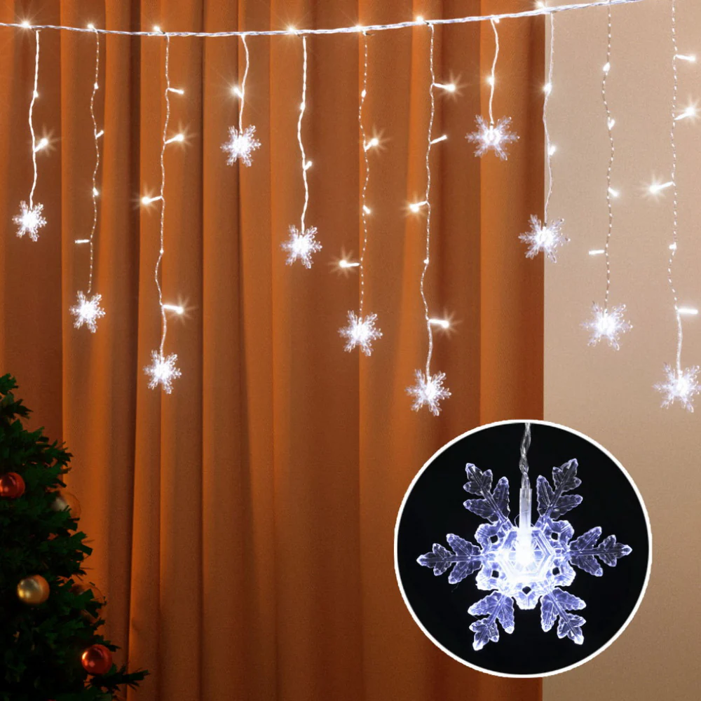 6M Christmas Icicle Lights String Light 160 LED Solar Powered - Cold White - Nurns