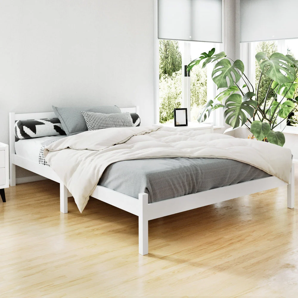 Jade Bed & Mattress Package no Drawers - White Double - Nurns