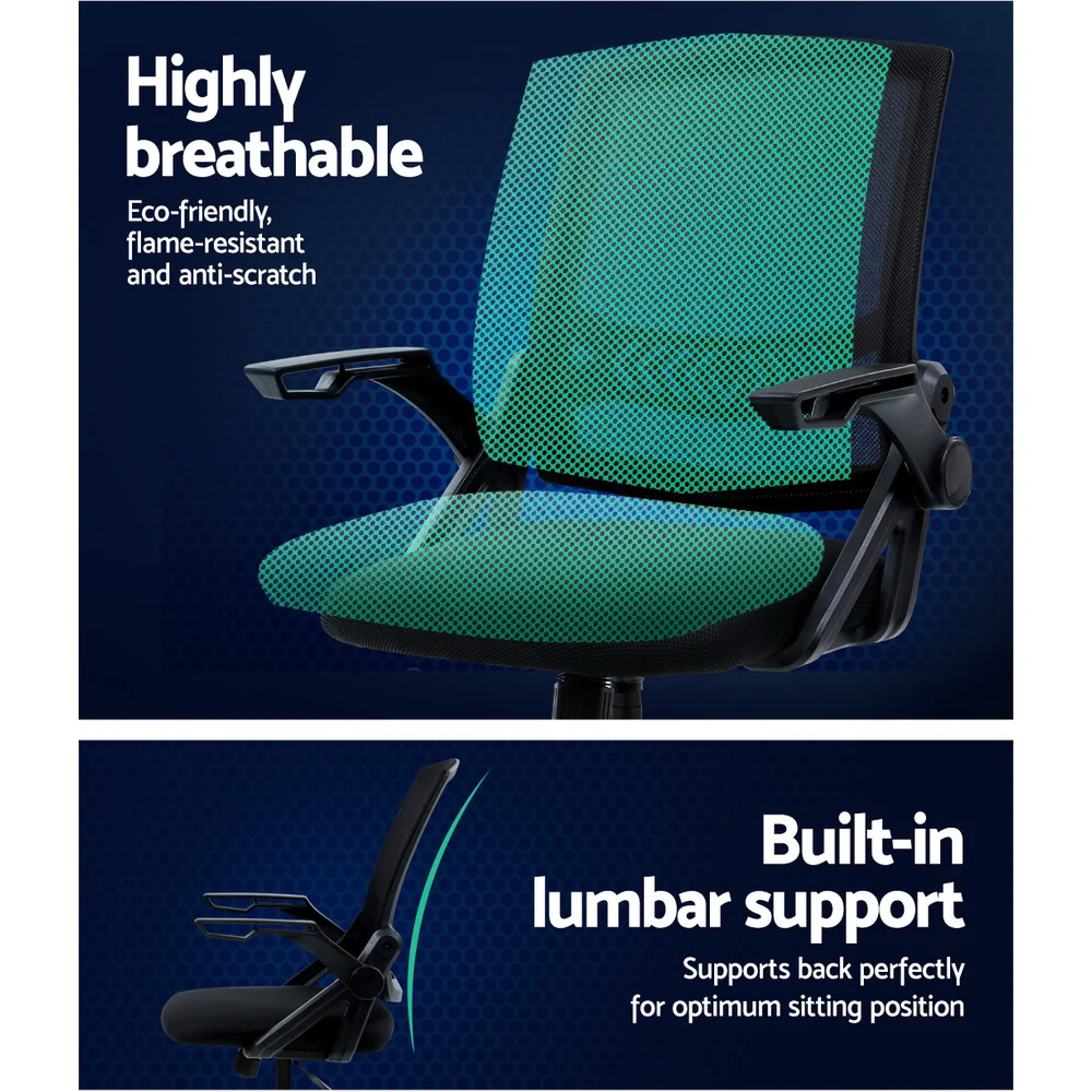 Artiss Office Chair Drafting Stool Mesh Chairs Black - Nurns