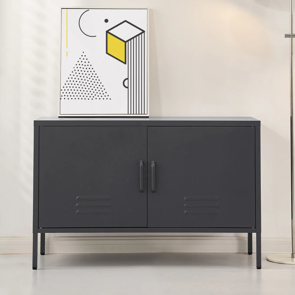 Magnus Buffet Sideboard Metal Cabinet - Charcoal - Nurns