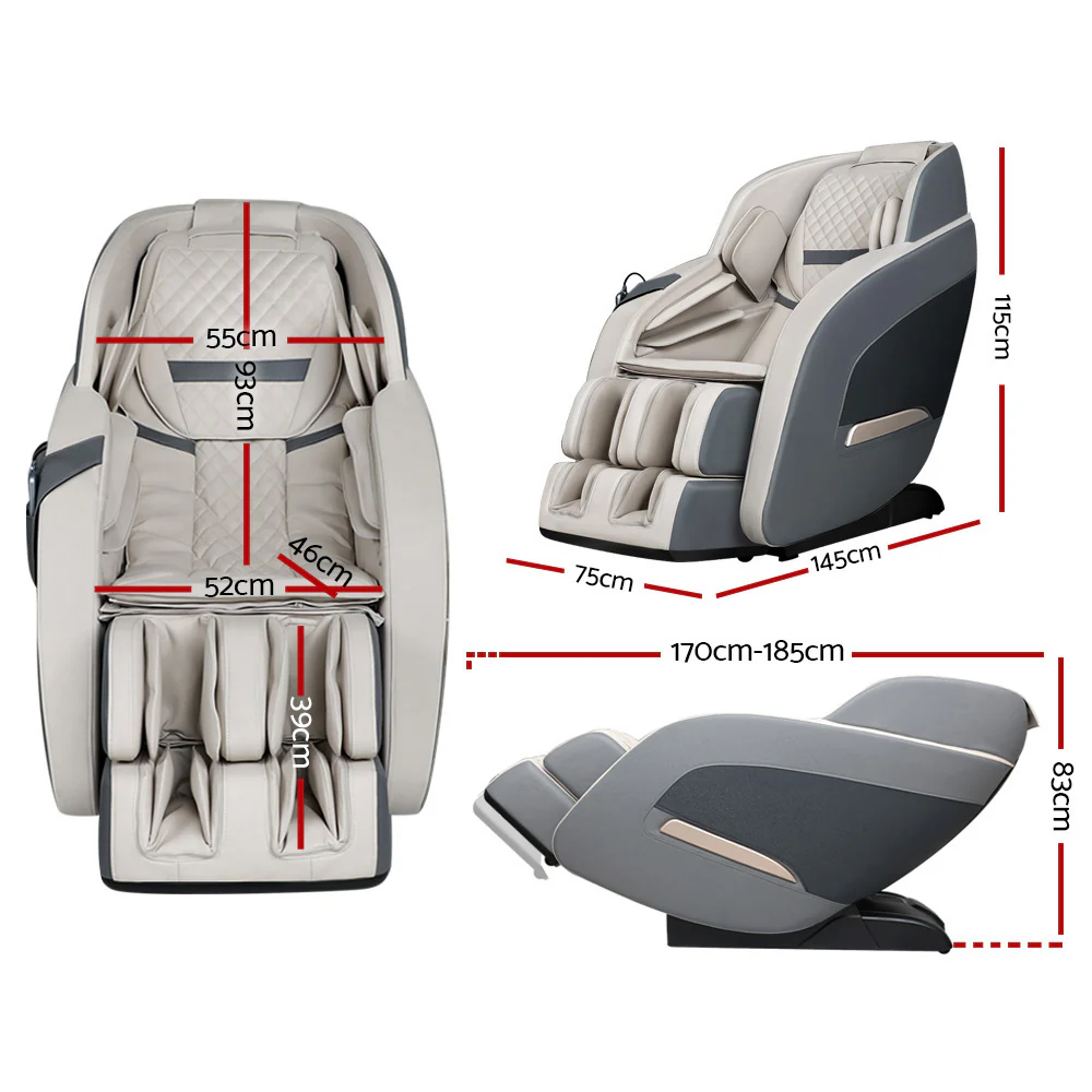 Eryx Electric Massage Chair Zero Gravity Recliner Shiatsu Kneading Massager - Grey - Nurns