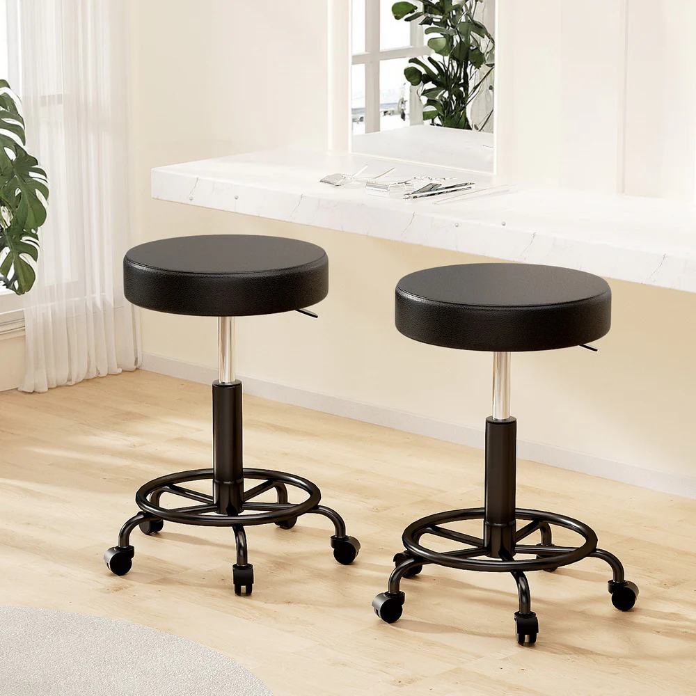 Set of 2 Salon Stool Round Swivel Chair - Nurns