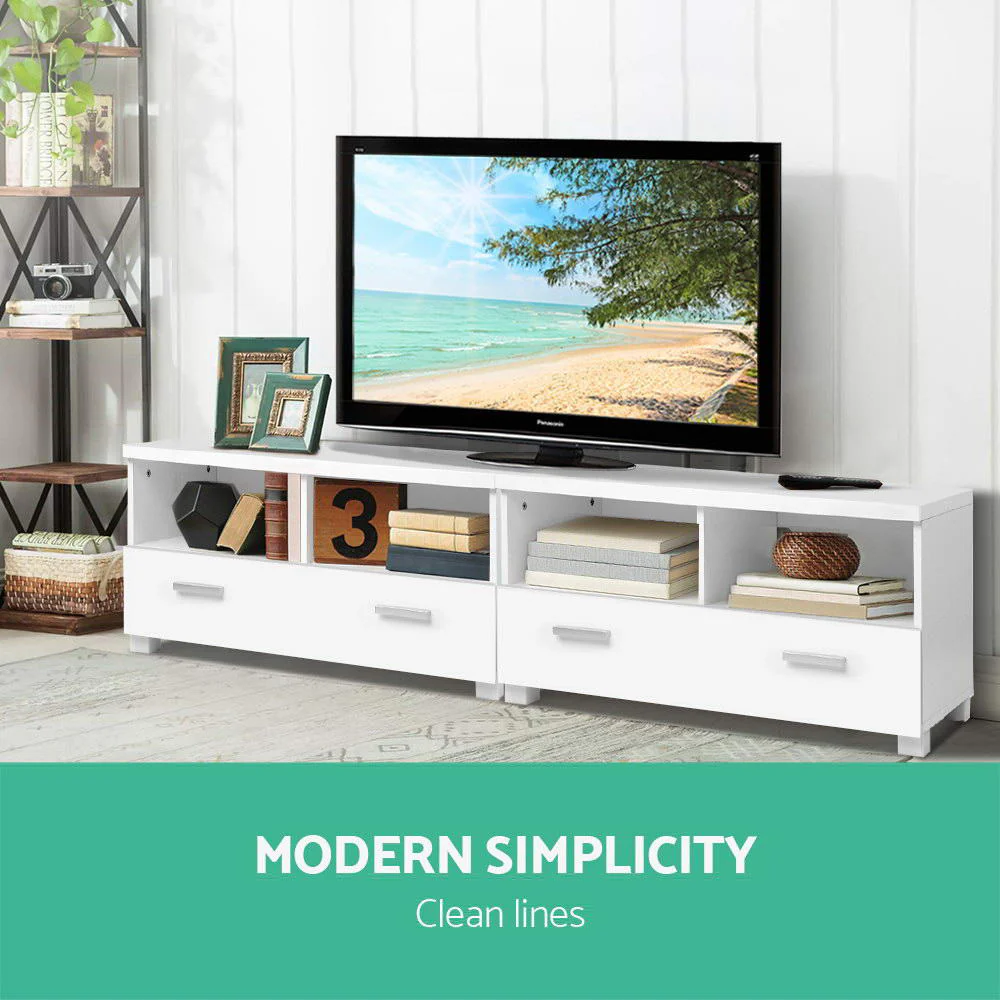 Larsen 180cm TV Stand Entertainment Unit with Drawers - White - White - Nurns