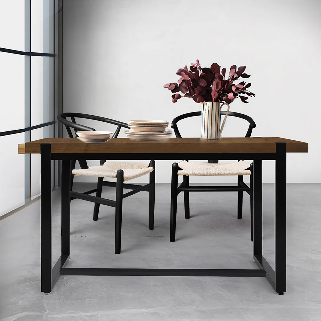 Dining Table Industrial Wooden Metal Kitchen Tables Cafe Restaurant 140Cm - Nurns