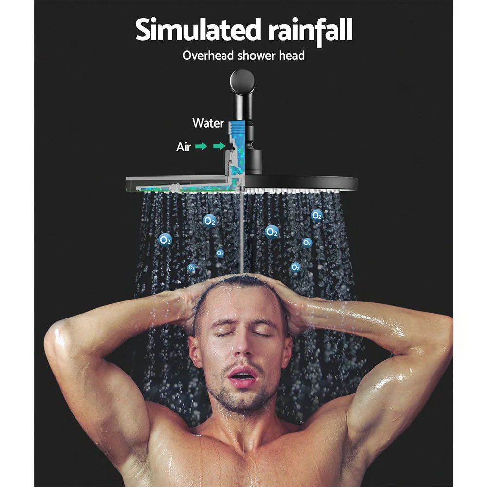 9'' Rain Shower Head Set Handheld Round High Pressure Black - Nurns