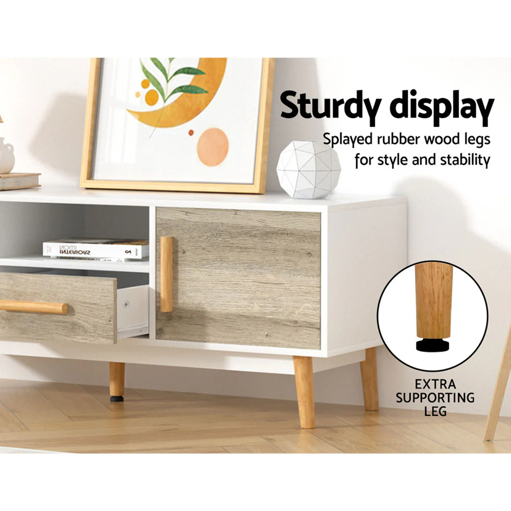 Nissa 120cm Wooden Entertainment Unit - White & Wood - Nurns