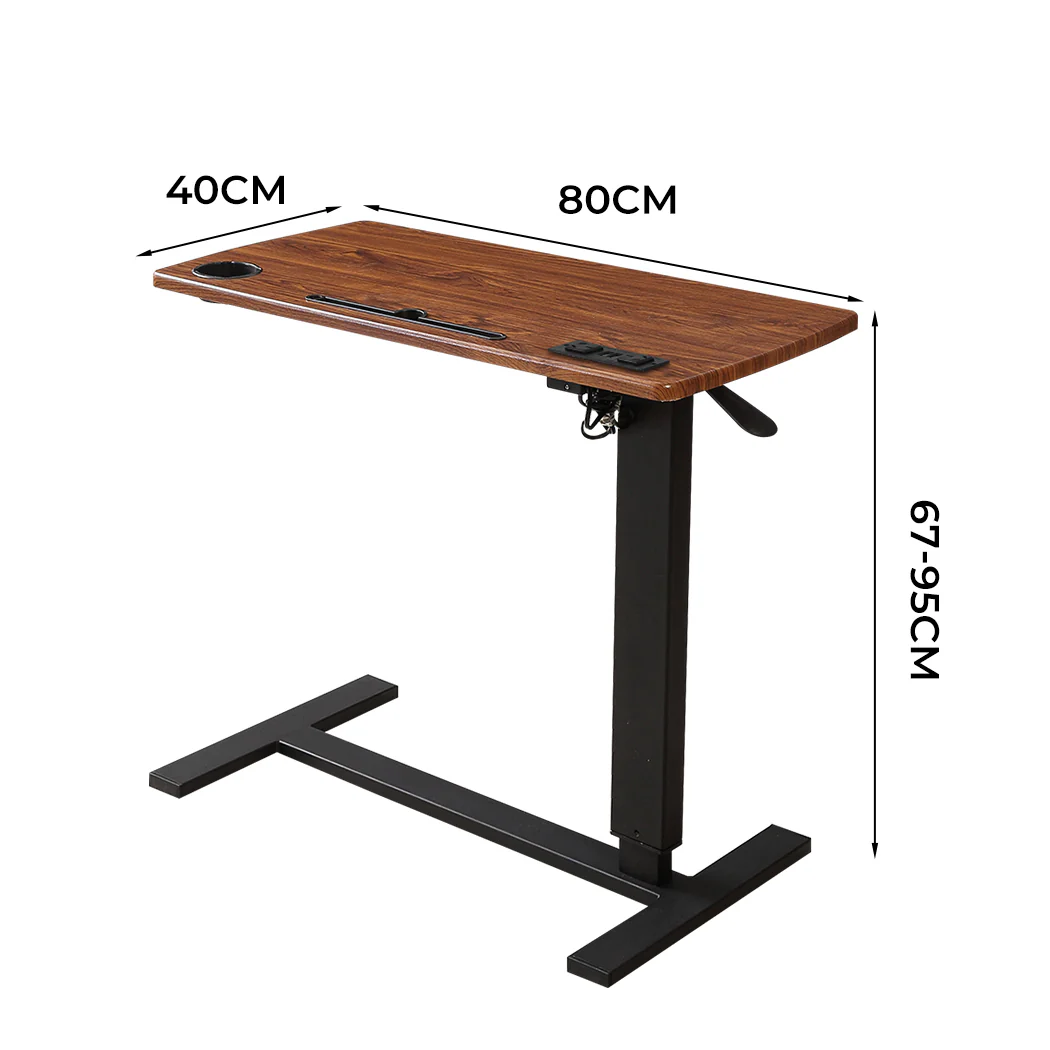 Levede Mobile Standing Desk Foldable Brown Fold - Nurns