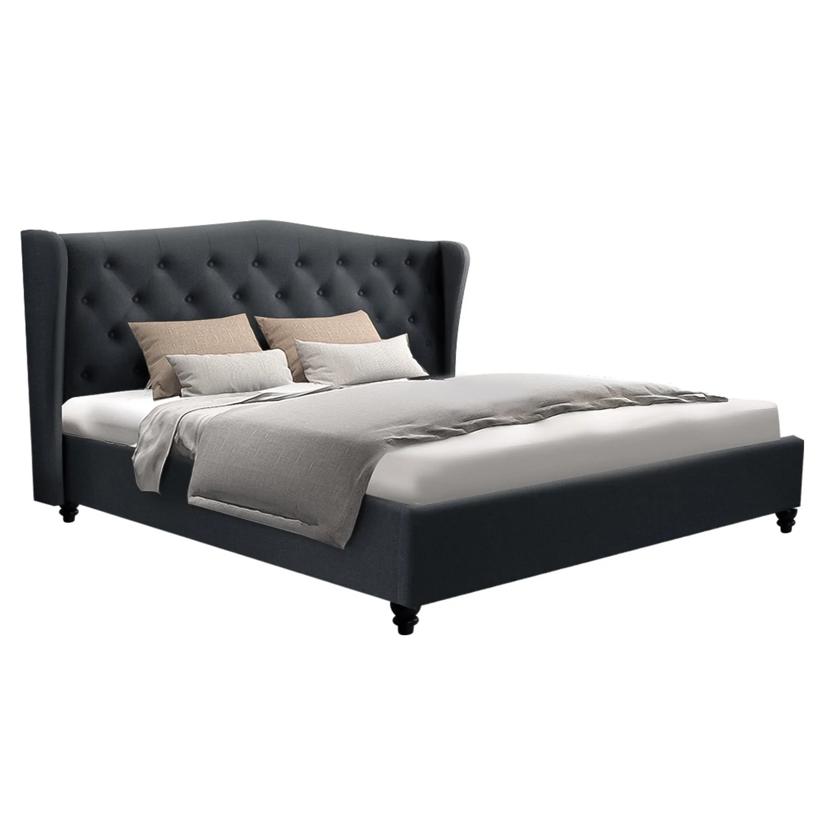 Diamond Bed & Mattress Package - Charcoal King - Nurns