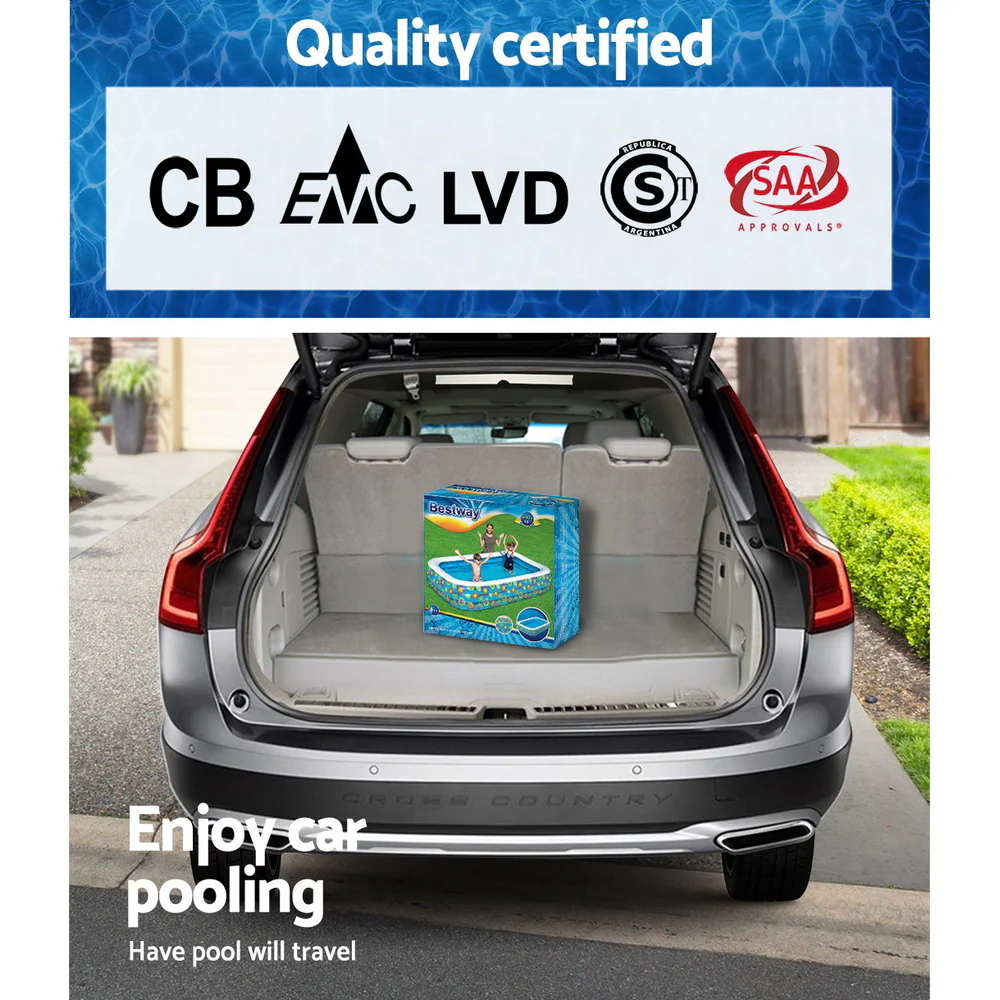 Bestway Kids Pool 305x183x56cm Inflatable Floral Above Ground Swimming Pools 1161L - Nurns