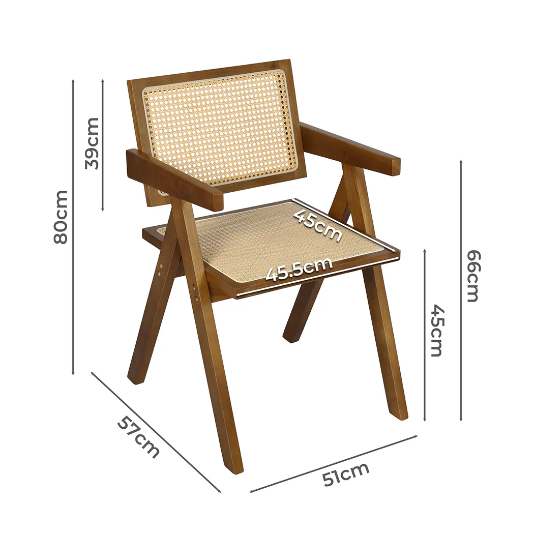 Elowen Wicker Armchair Dining Chair - Walnut - Nurns