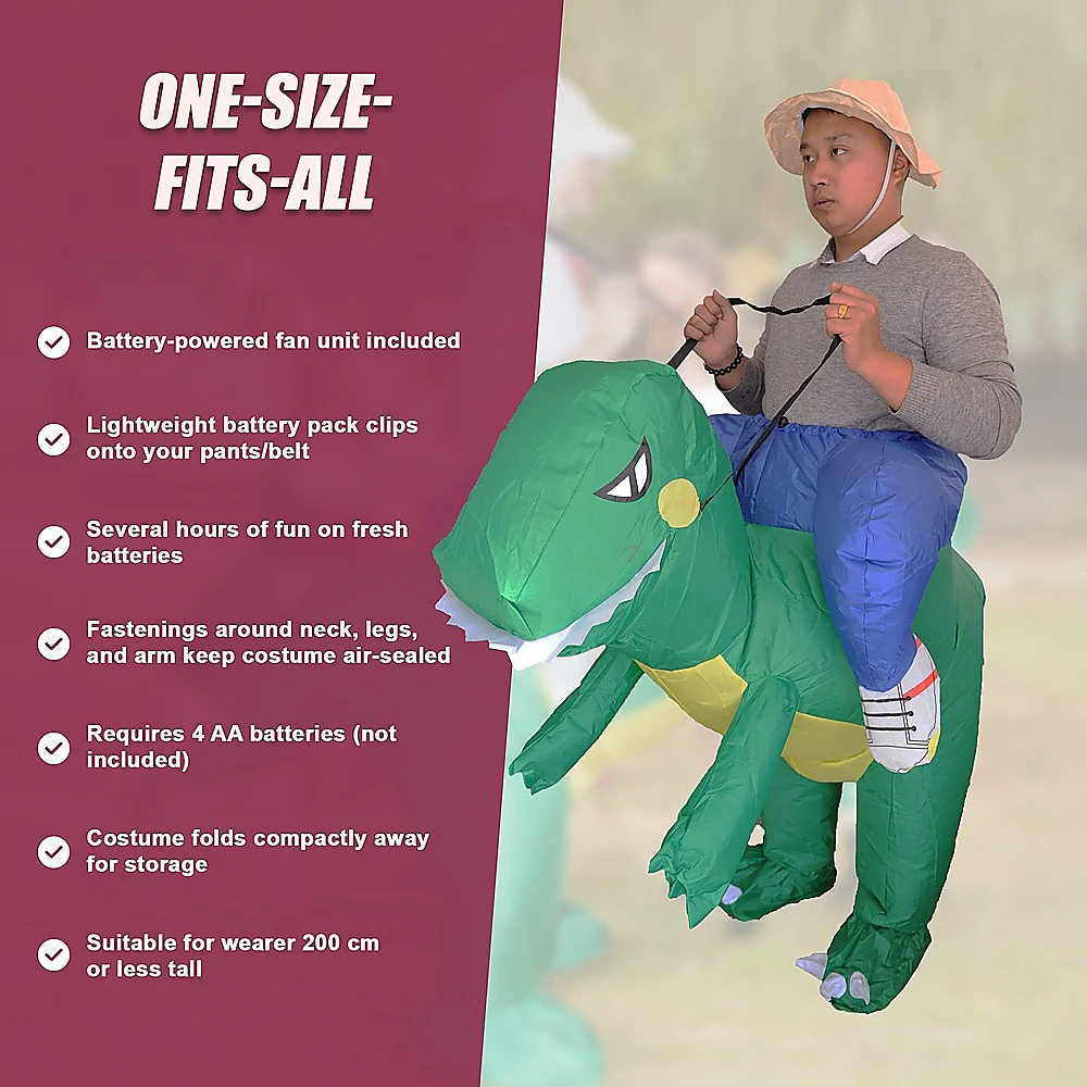 DINO Fancy Dress Inflatable Suit - Fan Operated Costume - Nurns