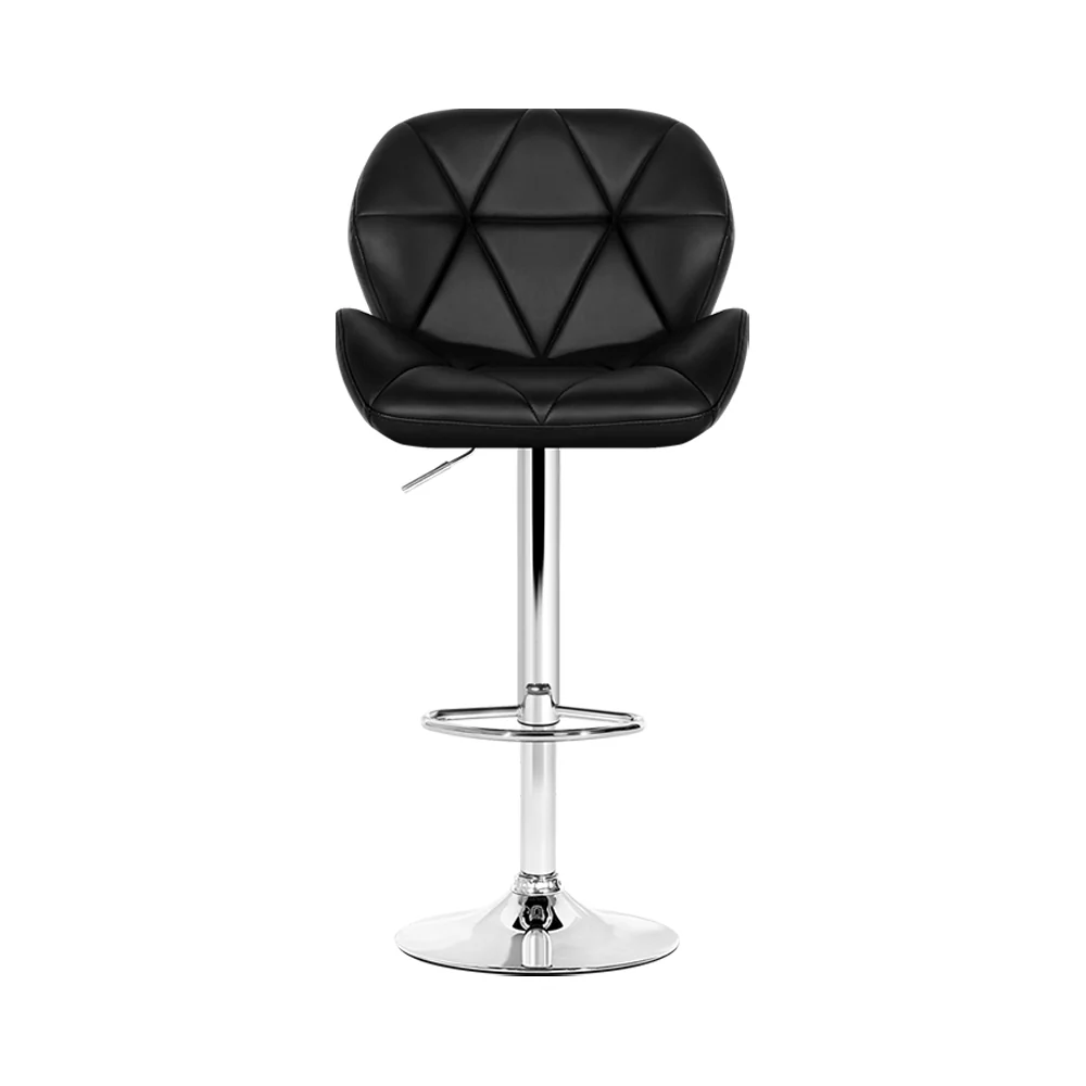 Set of 2 Exeter Kitchen Bar Stools - Black & Chrome - Nurns