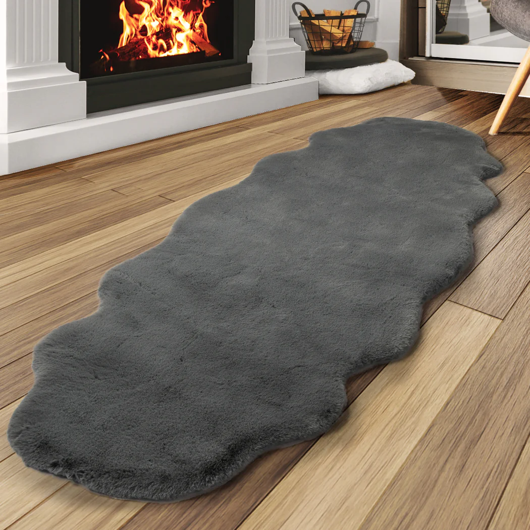 Lennon 80x200cm Floor Rug Area Rugs Cloud Fluffy - Grey - Nurns