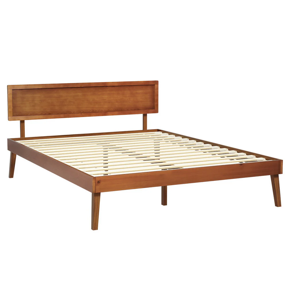 Zoey Bed Frame Wooden Bed Base - Walnut Queen - Nurns