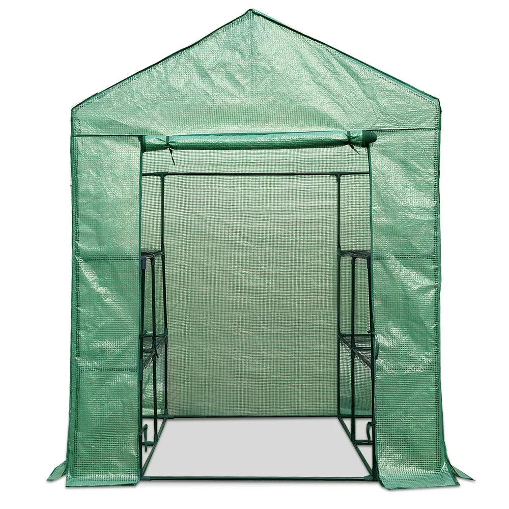 Greenfingers Greenhouse 1.4x1.55x2M Walk in Green House Tunnel Plant Garden Shed 8 Shelves - Nurns