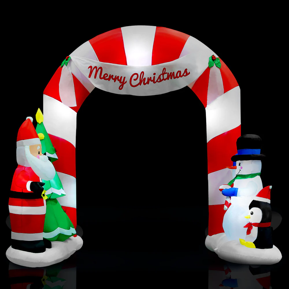 Archway Santa Christmas Inflatable Illuminated Xmas Decorations - 3M - Nurns