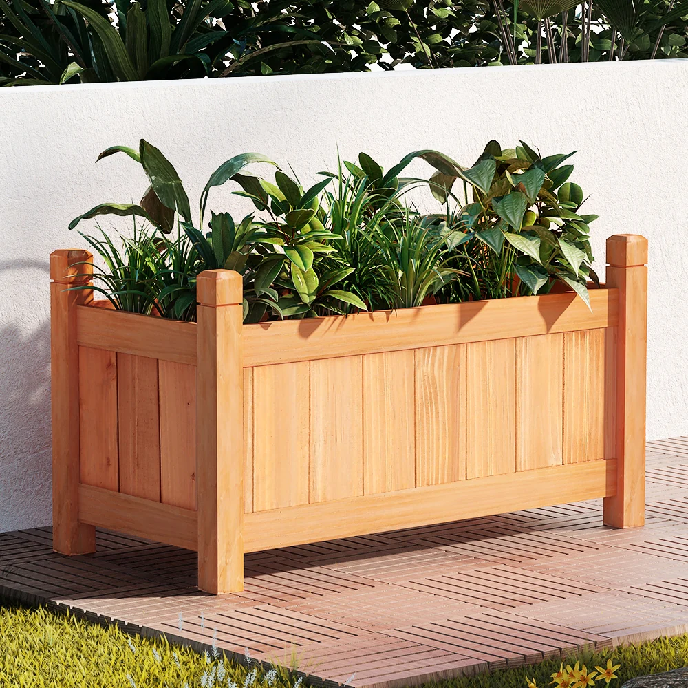 Garden Bed 60x30x33cm Wooden Planter Box Raised Container Growing - Nurns
