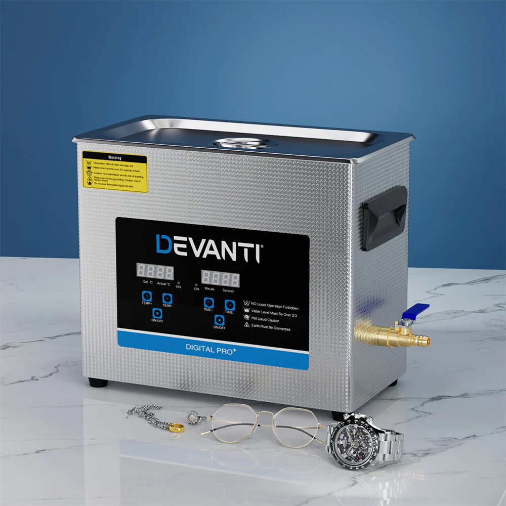 Devanti 6.5L Ultrasonic Cleaner Heater Cleaning Machine Timer Industrial 180W - Nurns