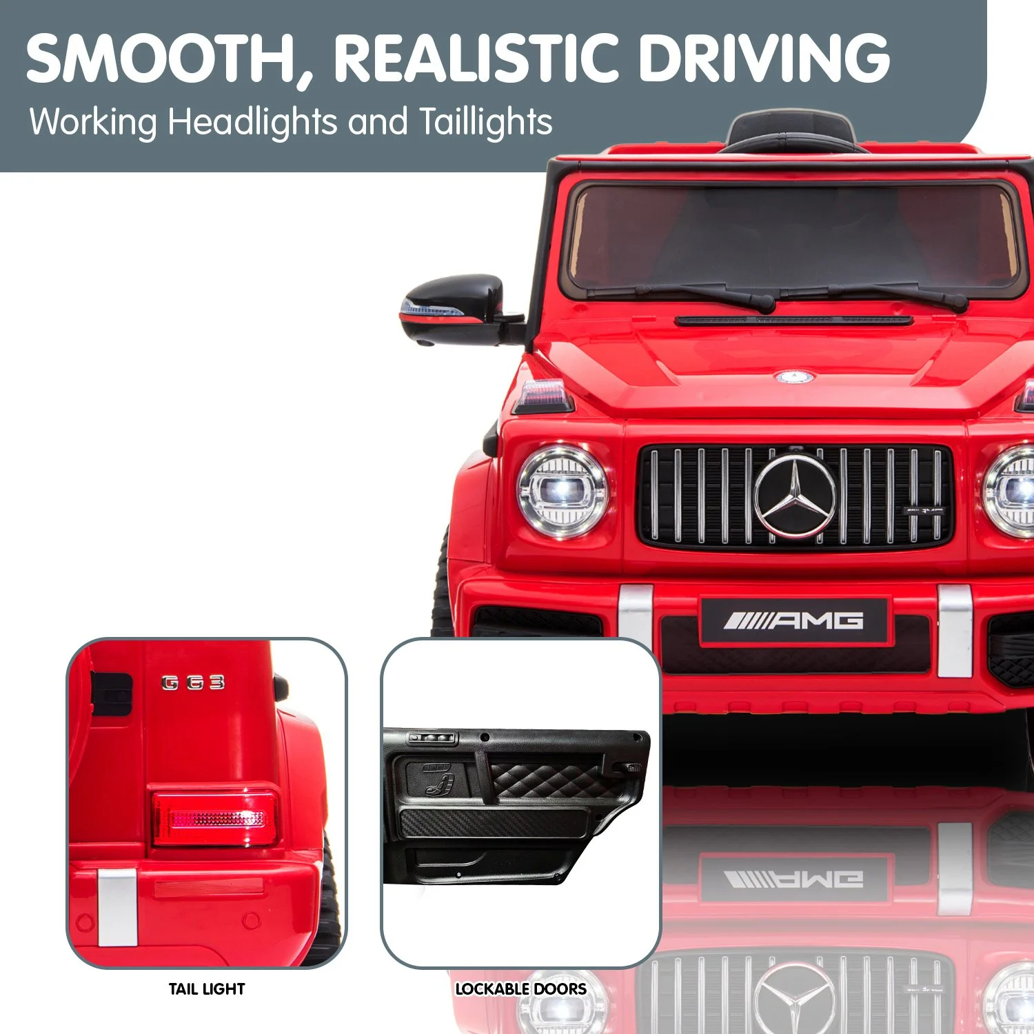 Mercedes Benz AMG G63 Licensed Kids Ride On Electric Car Remote Control - Red - Nurns