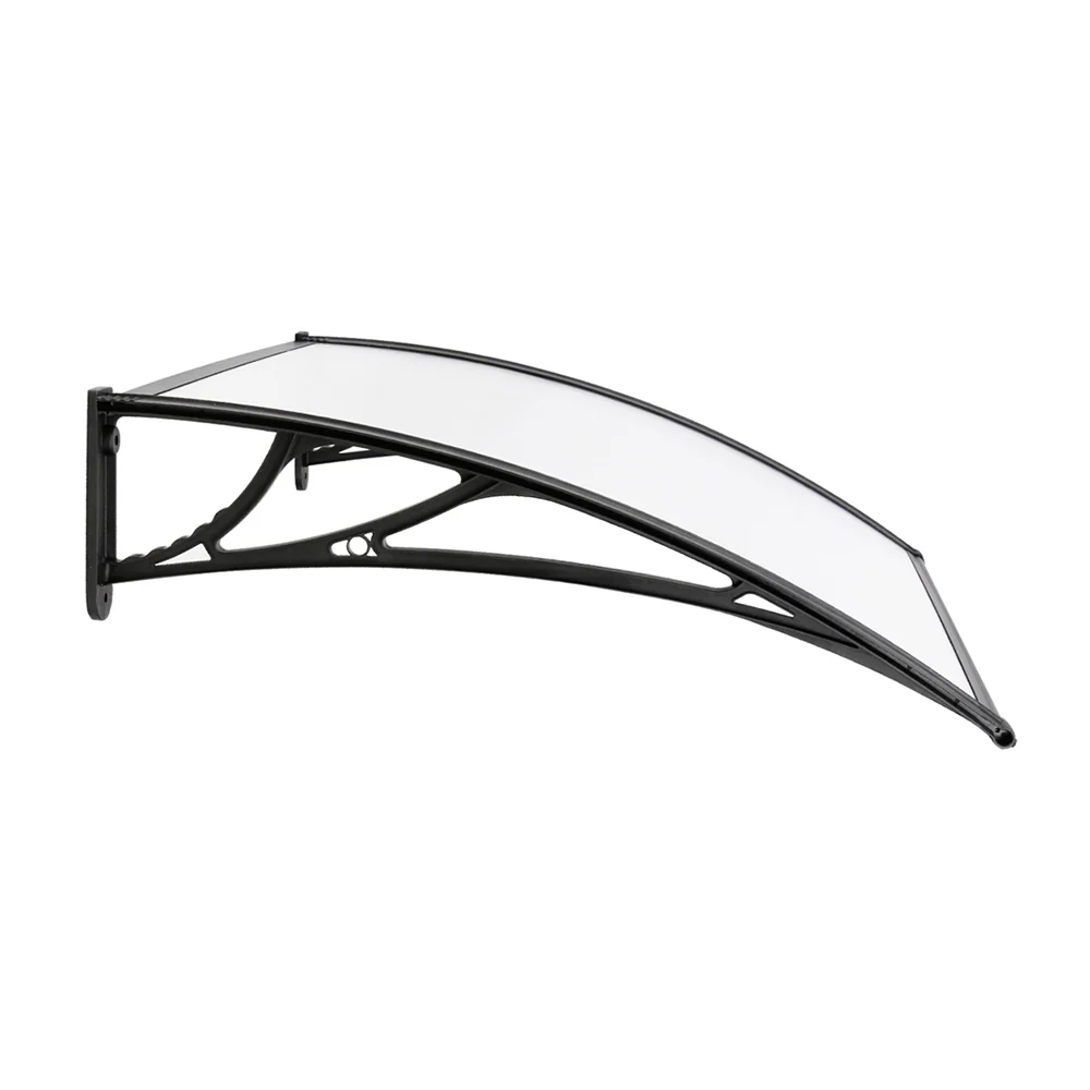 Instahut Window Door Awning Canopy 1mx2m Transparent Sheet Black Plastic Frame - Nurns