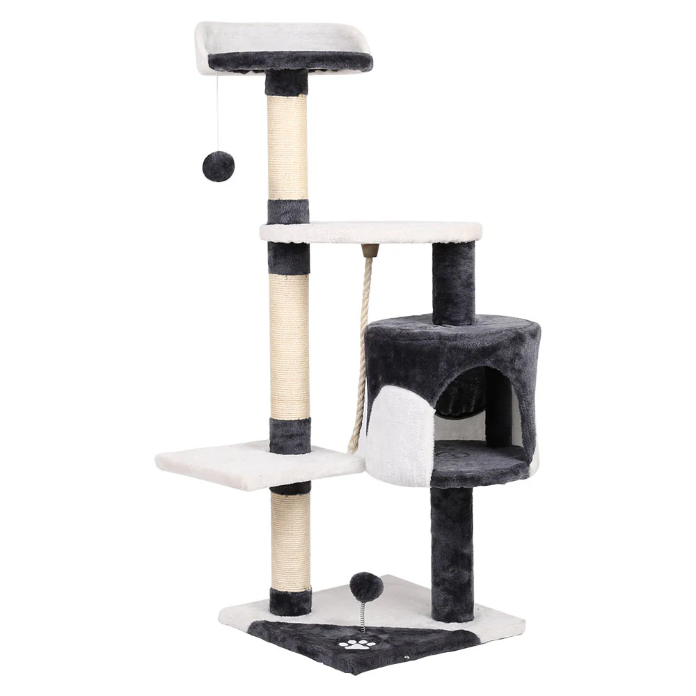Cat Tree 112cm Trees Scratching Post Scratcher Tower Condo House Furniture Wood - Nurns