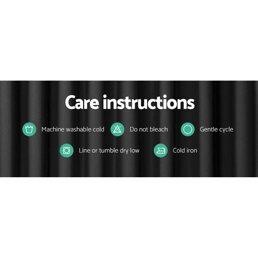 Set of 2 Blockout Curtains Blackout Window Curtain Eyelet 180x213cm Black - Nurns