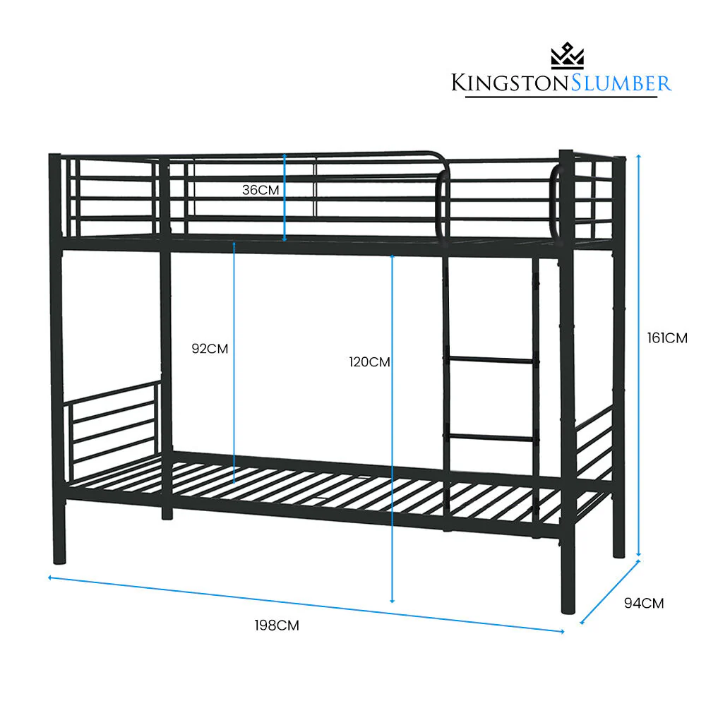 Maia 2-in-1 Metal Bunk Bed Frame with Modular Design - Matte Dark Grey Single - Nurns