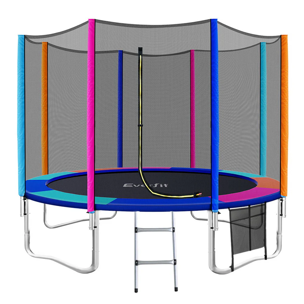 Everfit Trampoline for Kids 12FT with Ladder Enclosure Safety Net Pad Gift Round - Nurns