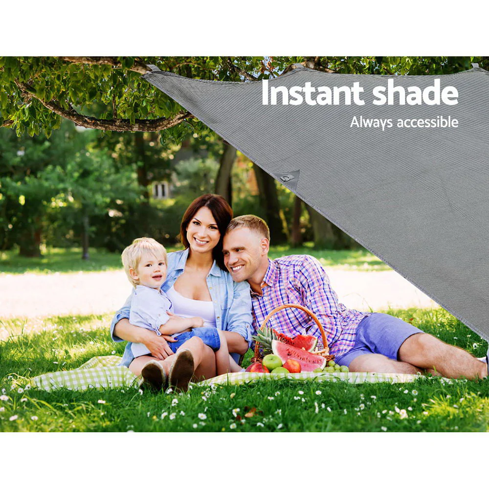 Caravan Privacy Screen Roll Out Awning 3.7X1.95M End Wall Side Sun Shade Grey - Nurns