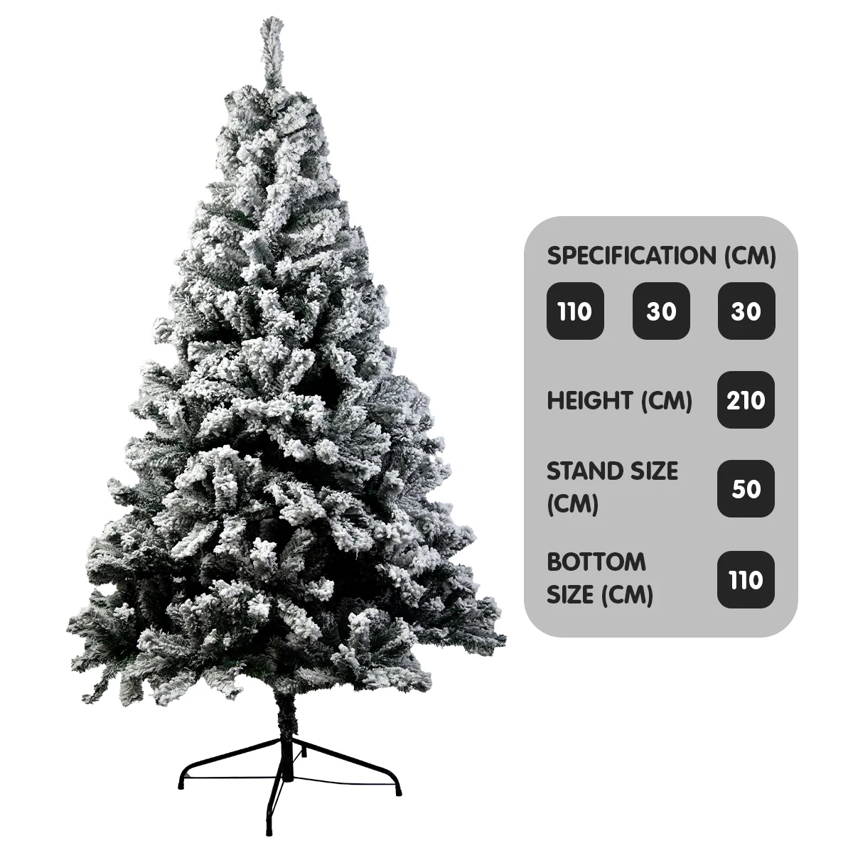 7ft 2.1m 1200 Tips Snow-Tipped Artificial Christmas Tree - Nurns