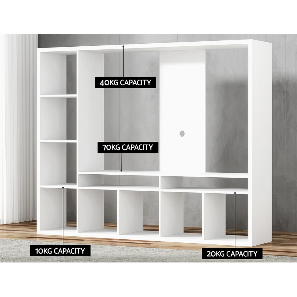 Bertram 183cm Entertainment Center Unit TV Stand TV Cabinet Open Shelves - White - Nurns