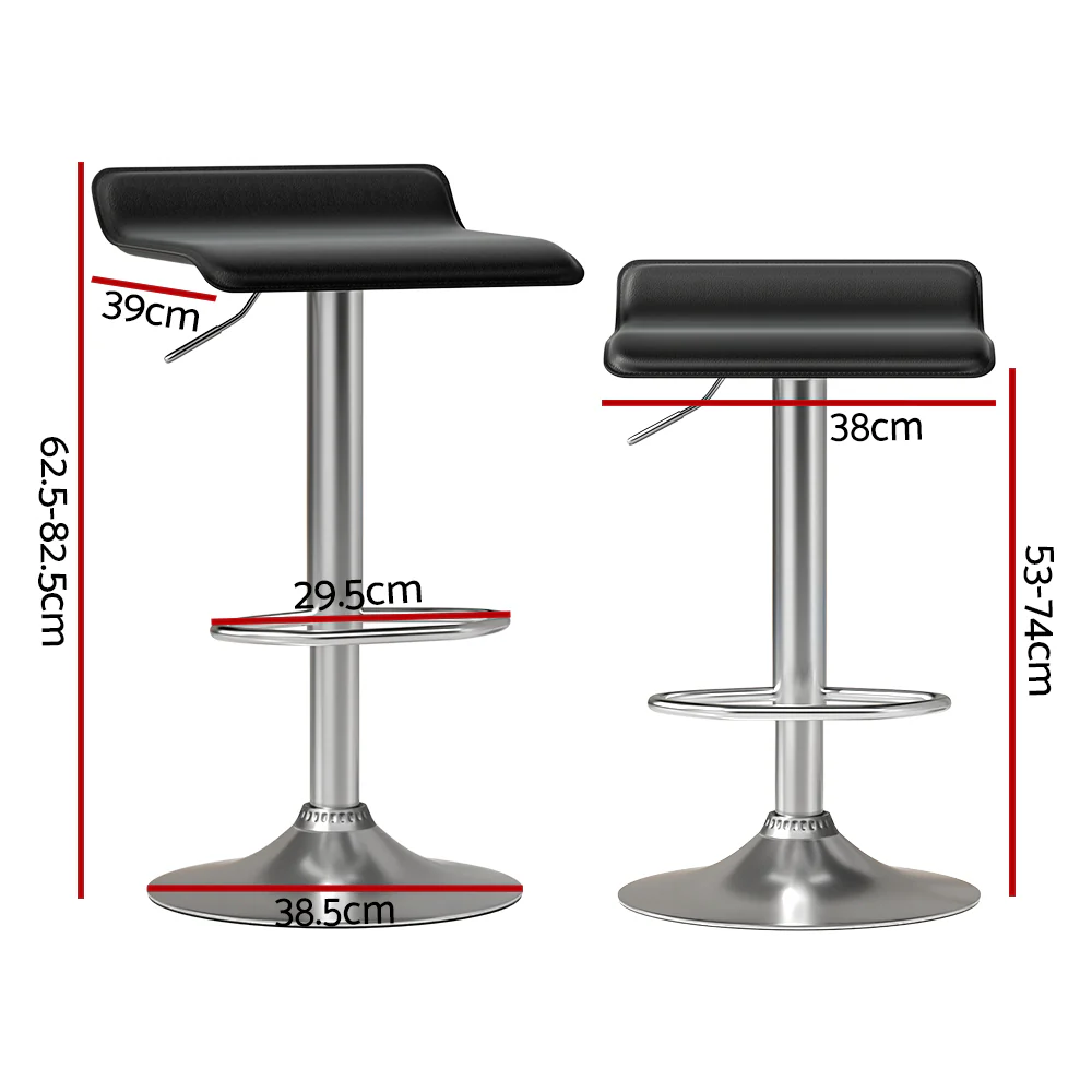 Set of 4 Nicosia Bar Stools Faux Leather Chair - Black - Nurns