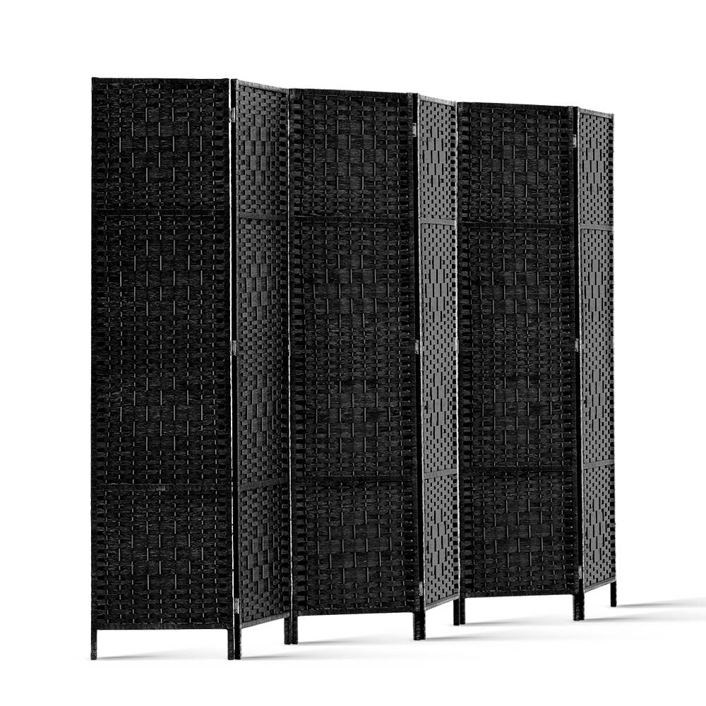 6 Panel Room Divider Screen 245x170cm Woven - Black - Nurns